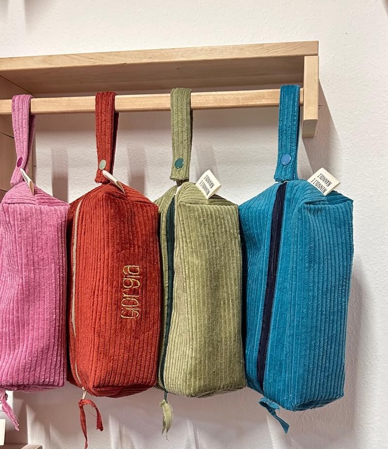 Beauty case velluto a coste personalizzato taglia L