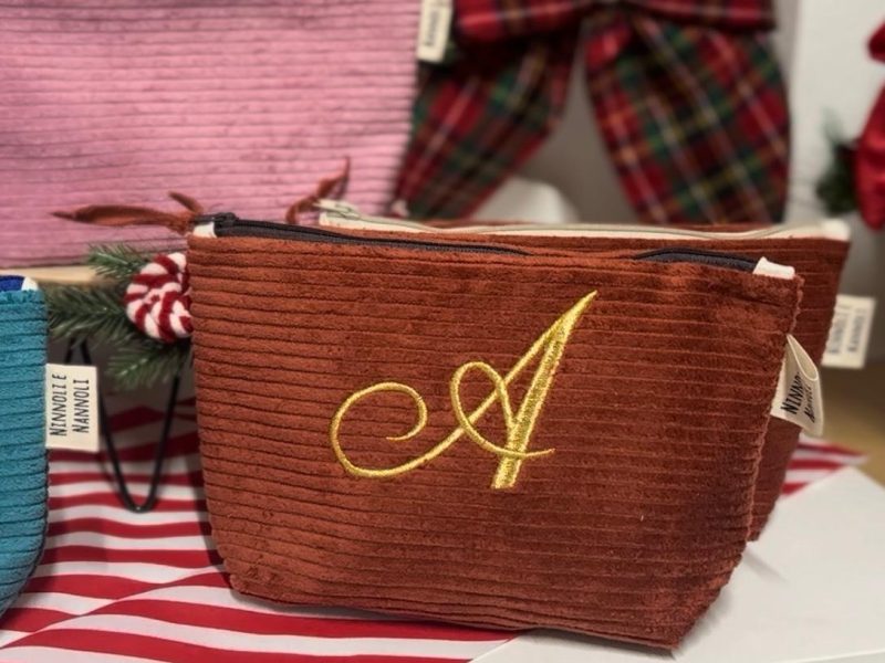 Astuccio beauty case velluto a coste personalizzato